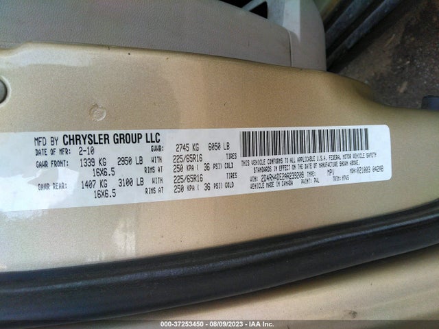 2010 DODGE GRAND CARAVAN SE VIN: 2D4RN4DE2AR239209