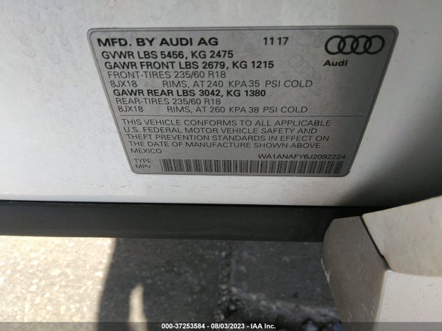 WA1ANAFY6J2092224 Audi Q5 Premium/tech Premium