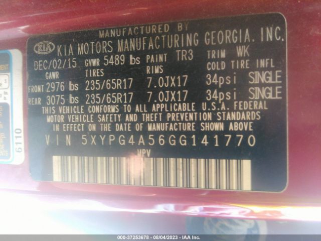 5XYPG4A56GG141770 KIA SORENTO LX