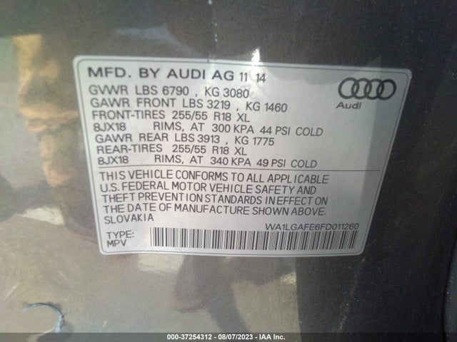 WA1LGAFE6FD011260 Audi Q7 3.0t Premium Plus