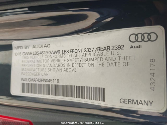 WAUGMAF42HN045116 Audi A4 2.0t Ultra Premium