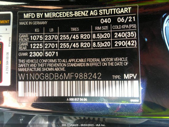 W1N0G8DB6MF988242 Mercedes-Benz Glc Glc 300