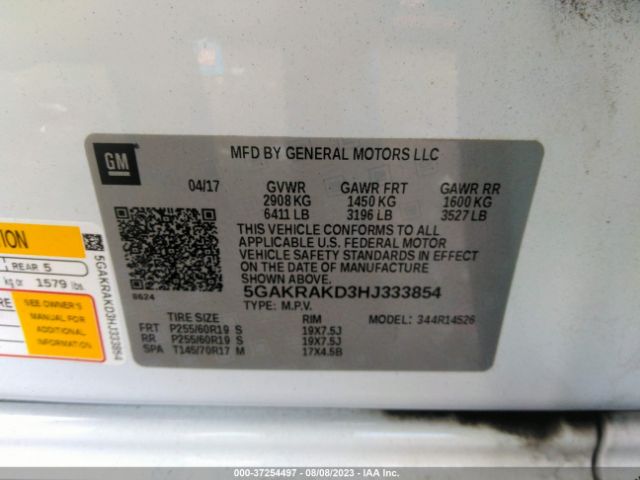 5GAKRAKD3HJ333854 Buick Enclave Convenience
