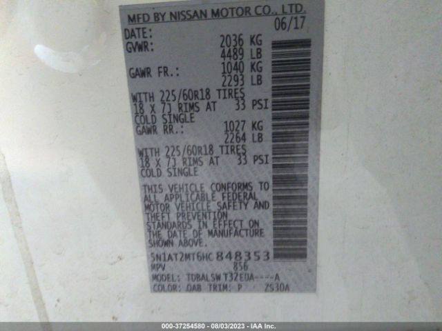 5N1AT2MT6HC848353 Nissan Rogue Sl