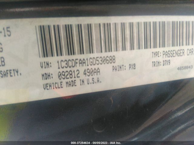 1C3CDFAA1GD530688 Dodge DART SE