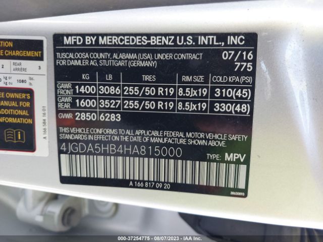4JGDA5HB4HA815000 Mercedes-Benz Gle Gle 350