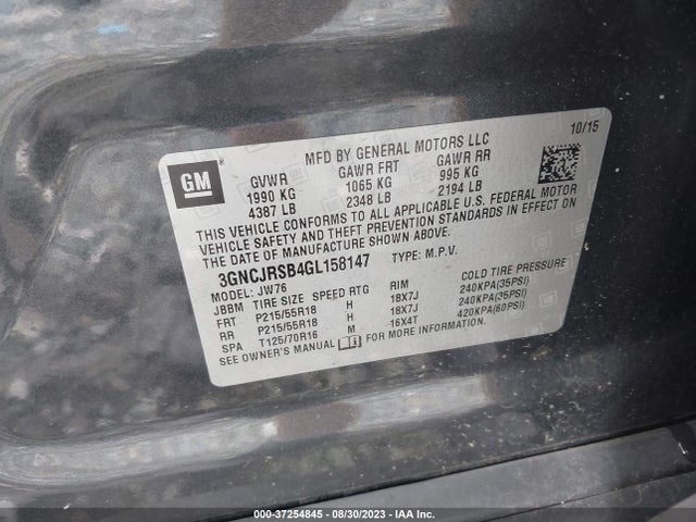 Chevrolet TRAX LTZ 2016 3GNCJRSB4GL158147 Image 9