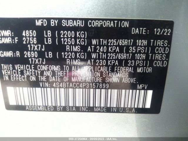 4S4BTACC4P3157899 Subaru Outback Premium