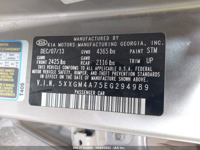 KIA Optima Lx 2014 5XXGM4A75EG294989 Image 9
