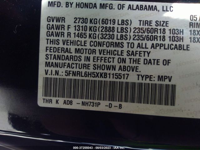 5FNRL6H5XKB115517 Honda ODYSSEY EX
