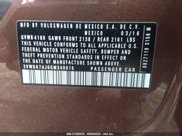 3VWD67AJ6GM340919 Volkswagen Jetta Sedan 1.4t Se