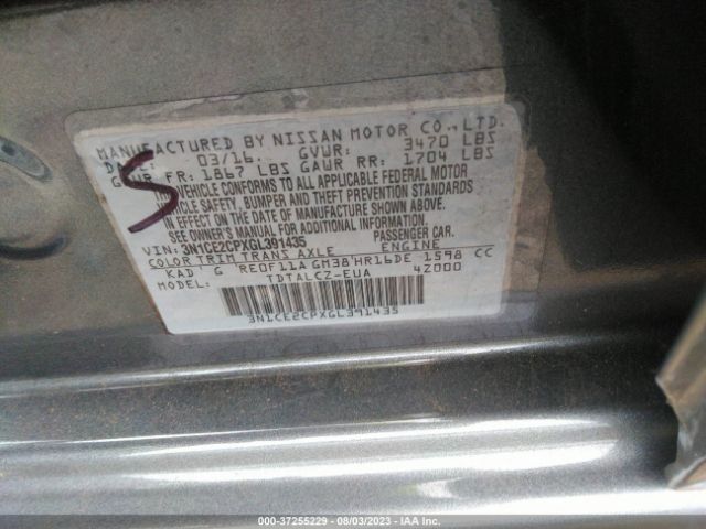 3N1CE2CPXGL391435 Nissan Versa Note S Plus