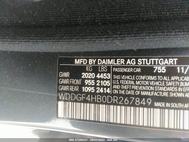 2013 MERCEDES-BENZ C-CLASS C 250 VIN: WDDGF4HB0DR267849