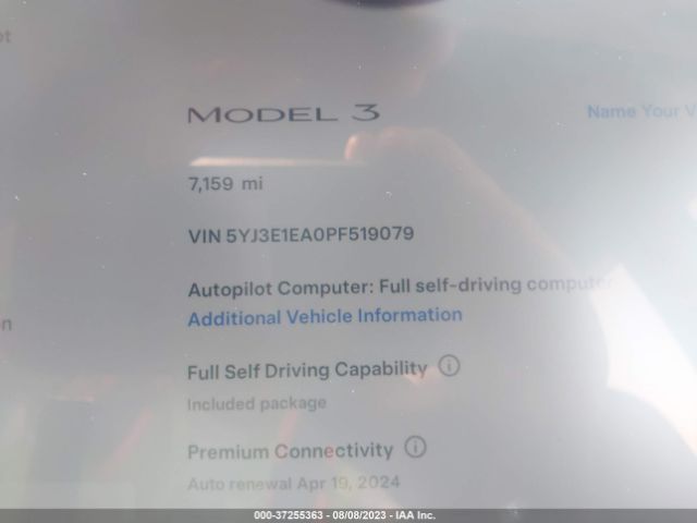 5YJ3E1EA0PF519079 Tesla MODEL 3