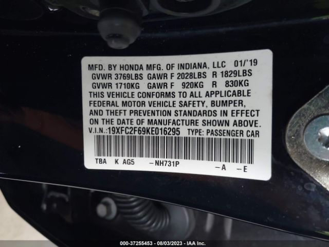 19XFC2F69KE016295 Honda Civic Sedan Lx