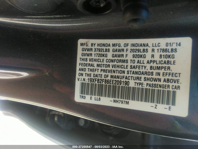 Honda Civic Sedan Ex 2014 19XFB2F86EE209190 Image 9