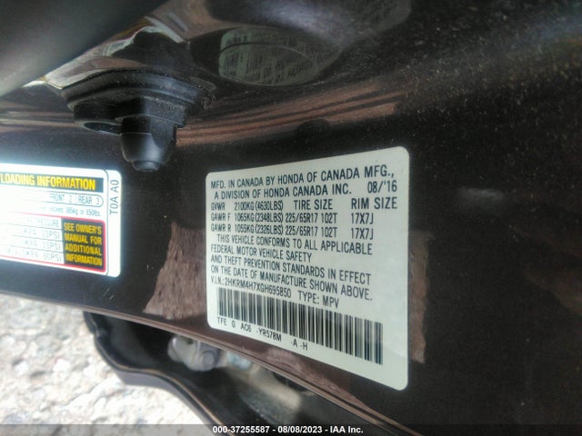 Honda Cr-v Ex-l 2016 2HKRM4H7XGH695850 Image 9