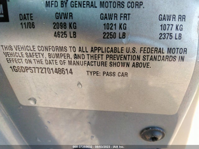 2007 CADILLAC CTS VIN: 1G6DP577270148614