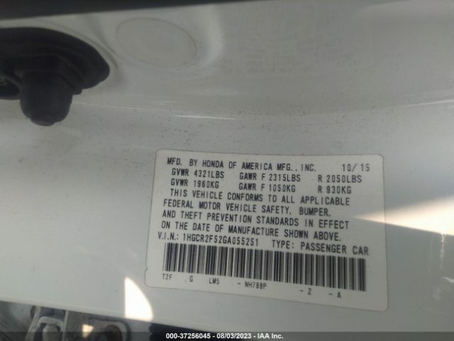 1HGCR2F52GA055251 Honda Accord Sedan Sport