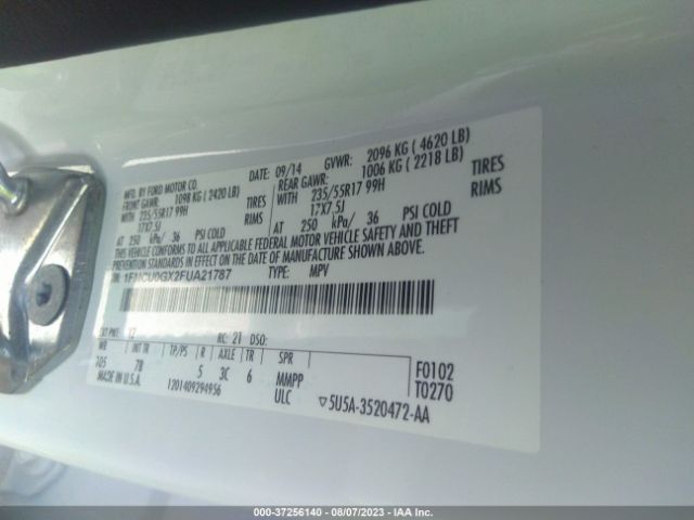 1FMCU0GX2FUA21787 Ford ESCAPE SE