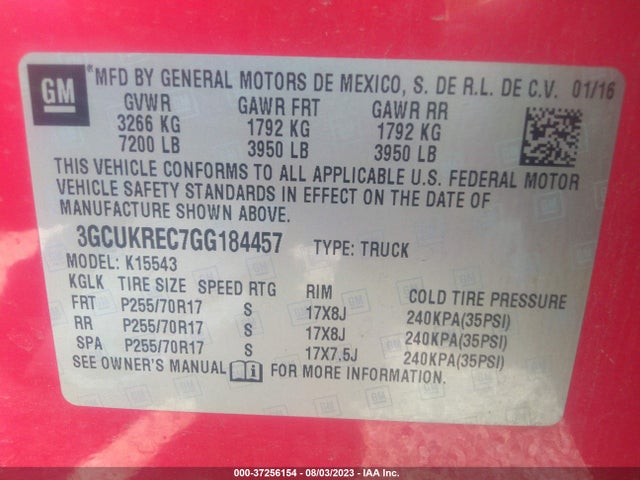 Chevrolet Silverado 1500 Lt 2016 3GCUKREC7GG184457 Image 9