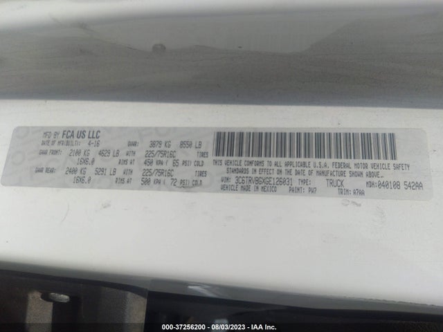3C6TRVBGXGE126031 RAM Promaster Cargo Van