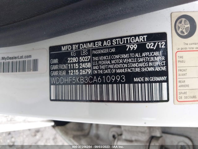 2012 MERCEDES-BENZ E-CLASS E 350 VIN: WDDHF5KB3CA610993