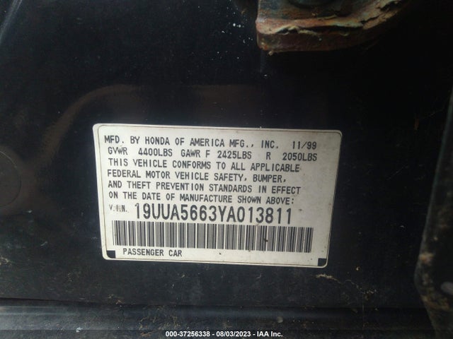 2000 ACURA TL VIN: 19UUA5663YA013811