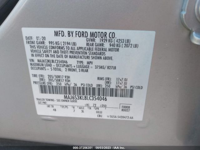 MAJ6S3KL8LC354046 Ford Ecosport Titanium