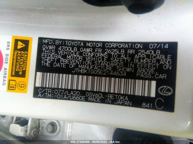 JTHBK1GG5E2144634 Lexus ES 350