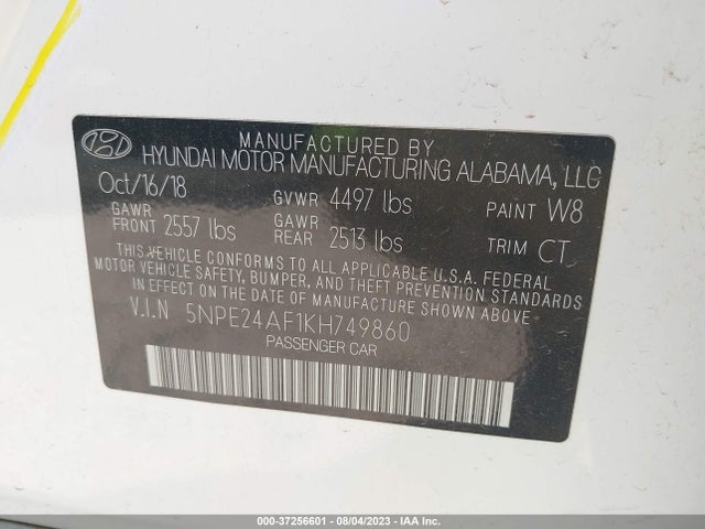 Hyundai SONATA SE 2019 5NPE24AF1KH749860 Image 9