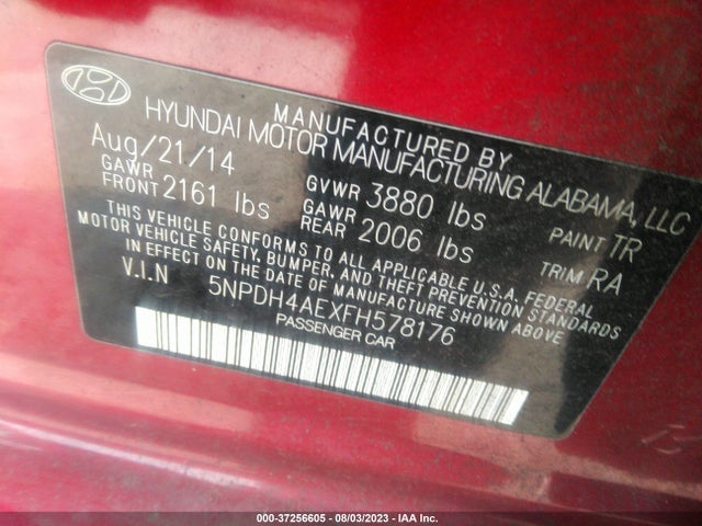 Hyundai ELANTRA SE 2015 5NPDH4AEXFH578176 Image 9