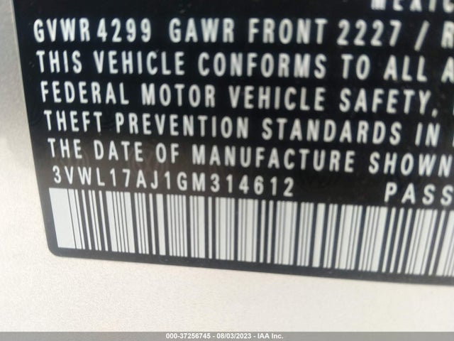 3VWL17AJ1GM314612 Volkswagen Jetta Sedan 1.8t Sel