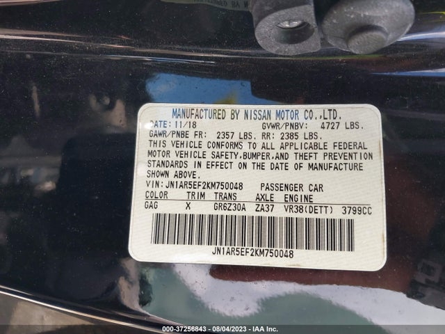 2019 Nissan GT-R, VIN: JN1AR5EF2KM750048