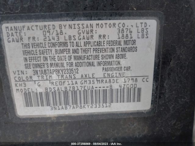 3N1AB7AP8KY233512 Nissan SENTRA S