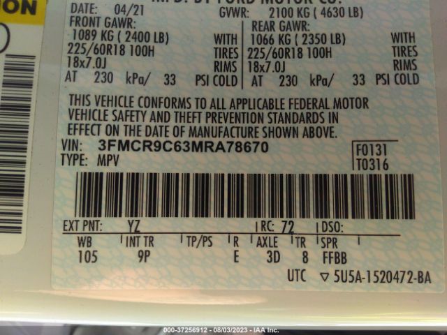 3FMCR9C63MRA78670 Ford Bronco Sport Outer Banks