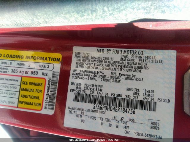 3FA6P0HD4ER184756 Ford FUSION SE