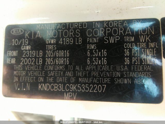 KNDCB3LC9K5352207 KIA NIRO LX