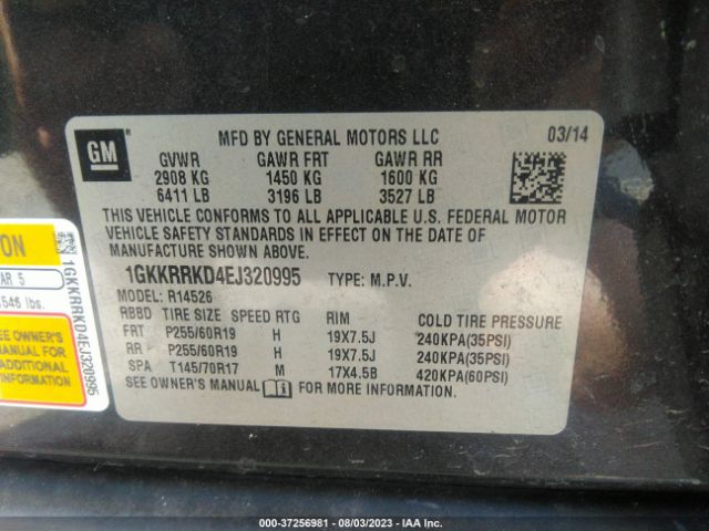 1GKKRRKD4EJ320995 GMC ACADIA SLT