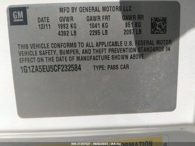 2012 CHEVROLET MALIBU LS W/1FL VIN: 1G1ZA5EU5CF232584
