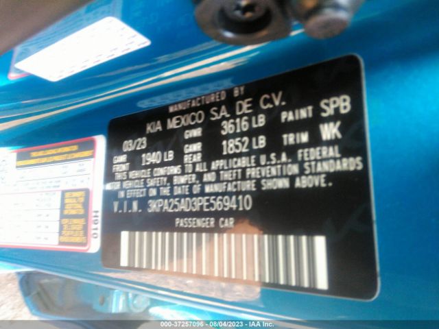 3KPA25AD3PE569410 KIA Rio 5-door S