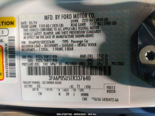 3FA6P0SU5ER337640 Ford Fusion Energi Titanium