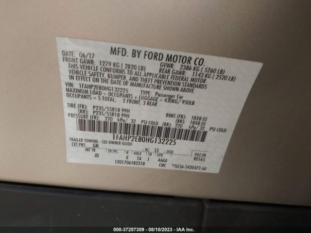 1FAHP2E80HG132225 Ford TAURUS SEL