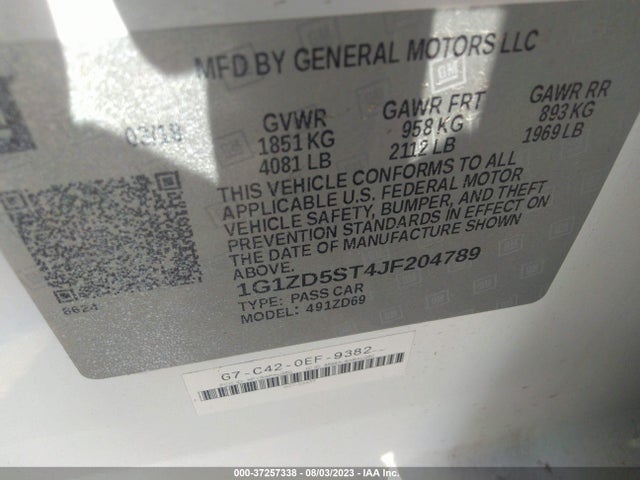 Chevrolet MALIBU LT 2018 1G1ZD5ST4JF204789 Image 9