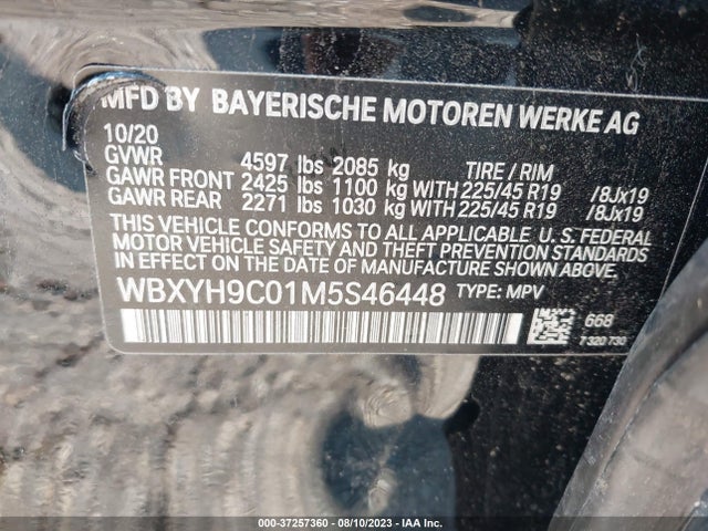 2021 BMW X2, VIN: WBXYH9C01M5S46448