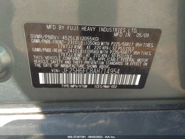 2010 SUBARU FORESTER 2.5XT LIMITED VIN: JF2SH6FC8AH714954