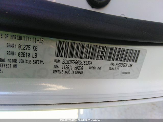 2C3CDZAG6GH153364 Dodge Challenger Sxt Plus