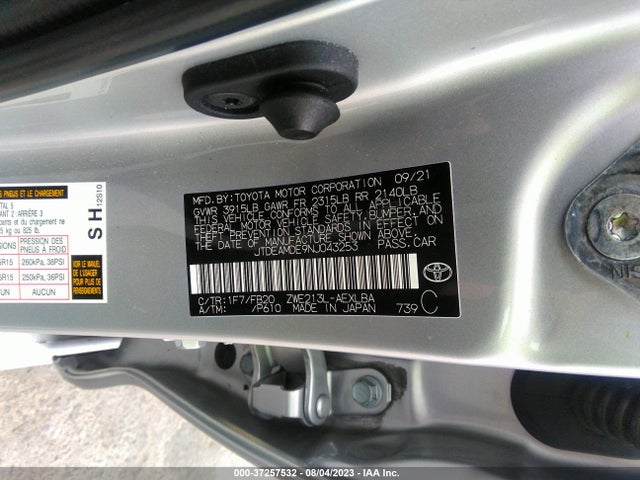 Toyota Corolla Hybrid Le 2022 JTDEAMDE9NJ043253 Image 9