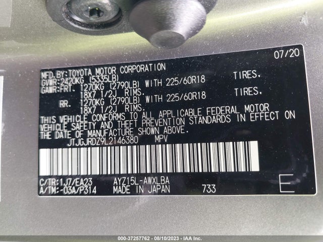 2020 Lexus NX, VIN: JTJGJRDZ9L2146380