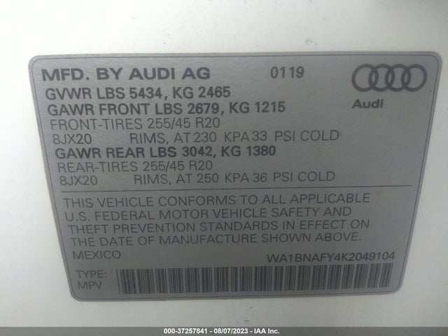 WA1BNAFY4K2049104 Audi Q5 Premium Plus